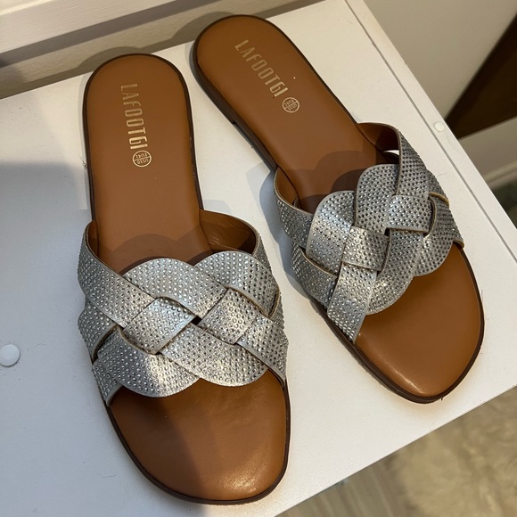 Rhinestone silver sandals 10 - Picture 1 of 3